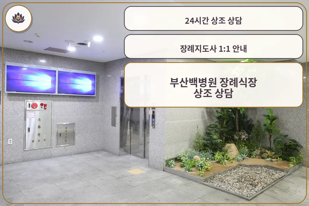 부산백병원장례식장 엘리베이터와 실내 조경